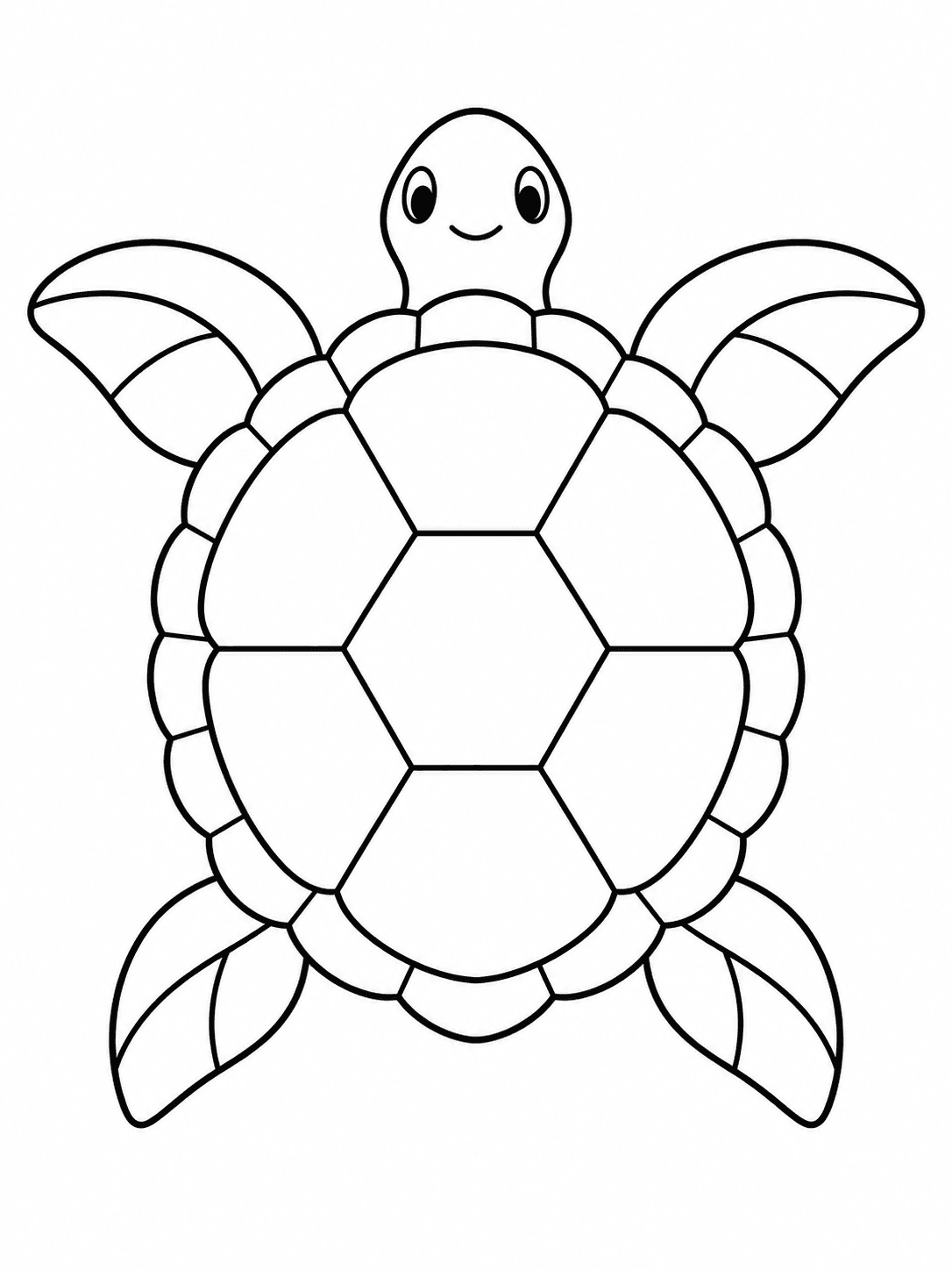 Sea Turtle Shell Mandala coloring page with a turtle shell made of broad geometric plates.