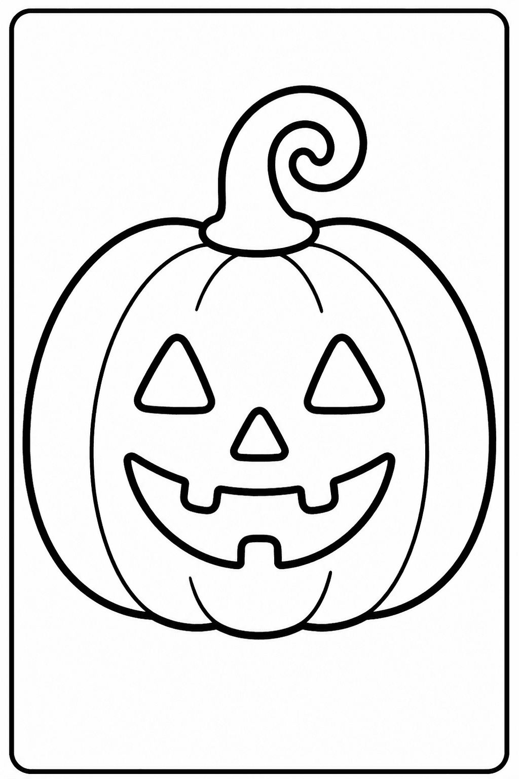 Easy Halloween pumpkin coloring page with a friendly jack-o-lantern face.
